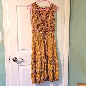 Chaudry KC Hippie Boho yellow Floral  Dress medium